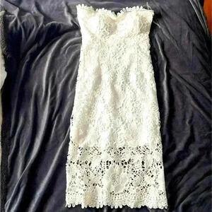 3/25 promo! Jump Apparel strapless lace dress white